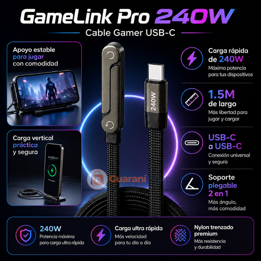 GameLink Pro 240W – Cable Gamer USB-C