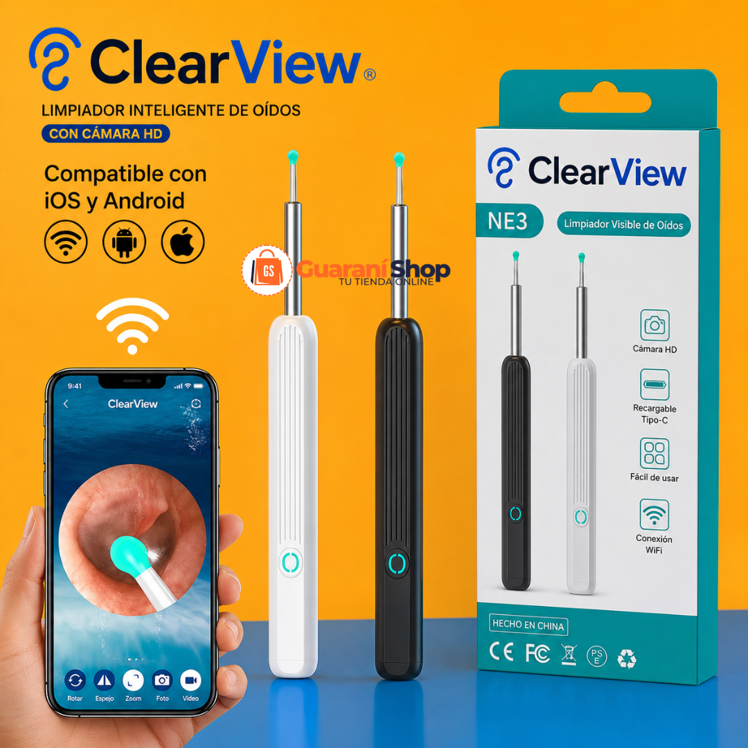 ClearView® – Limpiador Inteligente de Oídos con Cámara HD