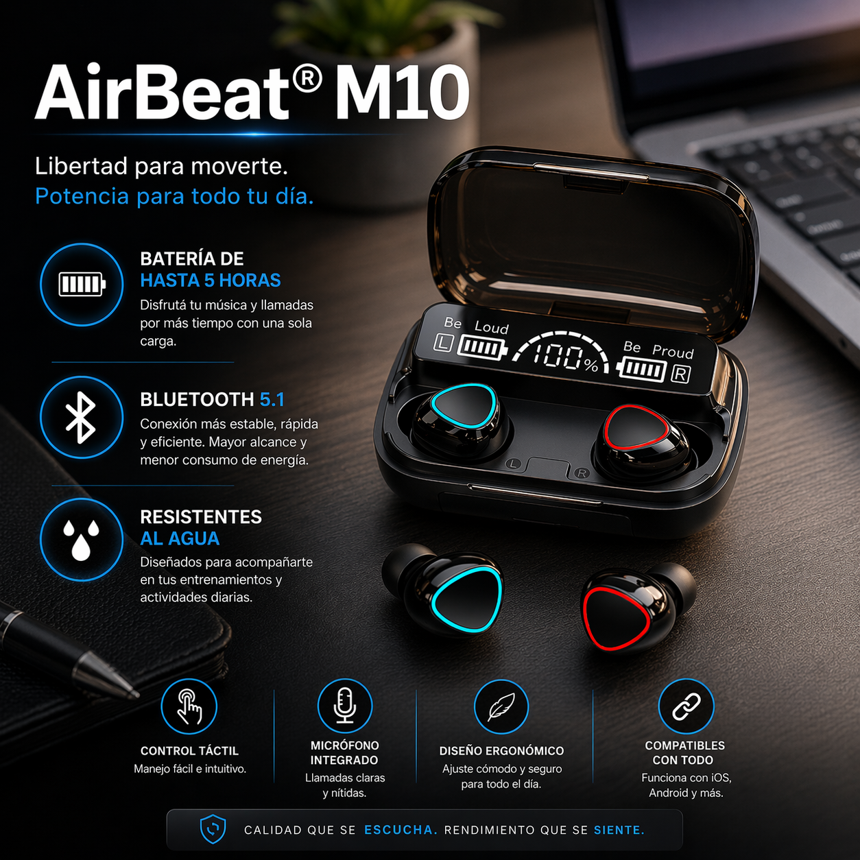 Auricular Inalámbrico AirBeat® M10  de Largo Alcance 🎧
