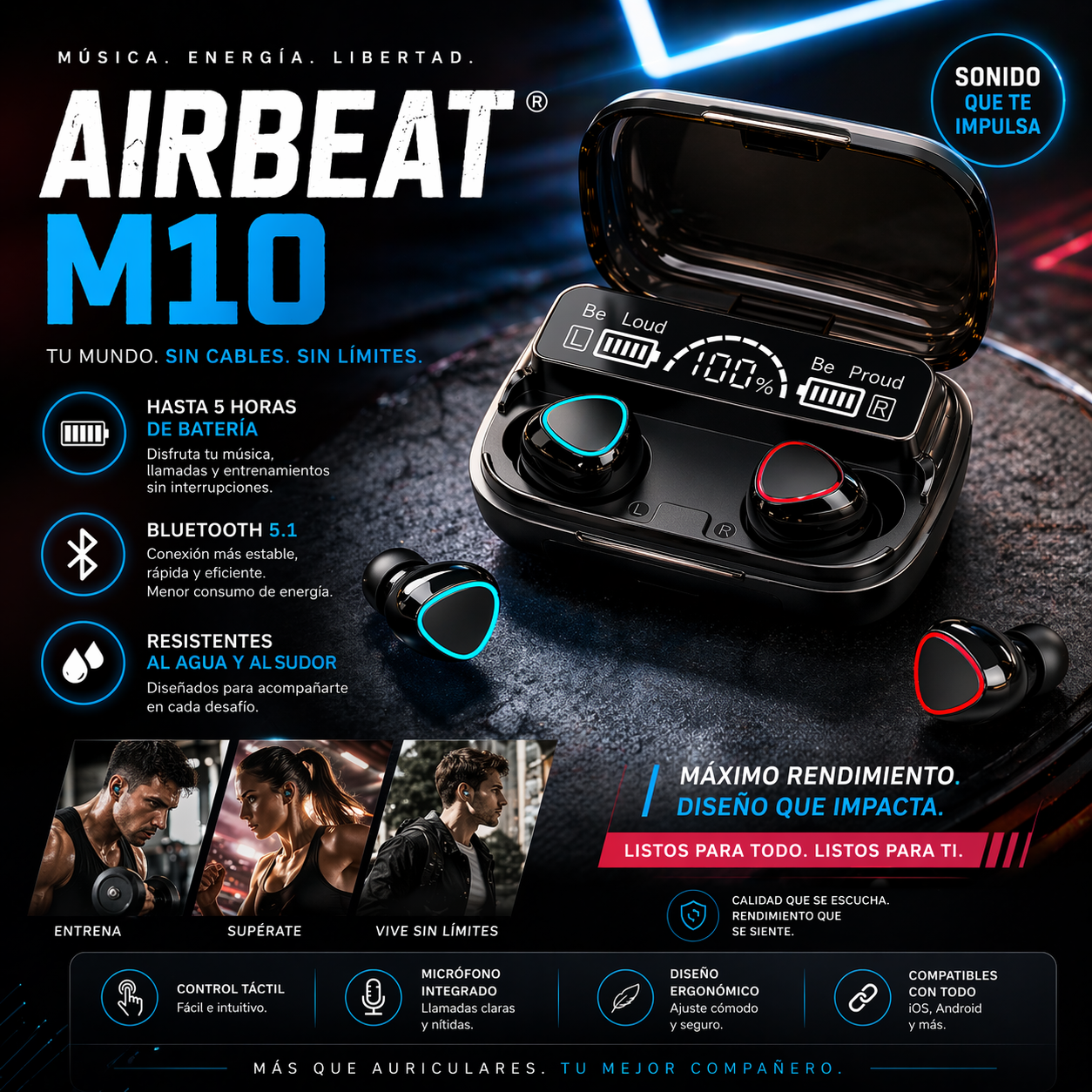 Auricular Inalámbrico AirBeat® M10  de Largo Alcance 🎧