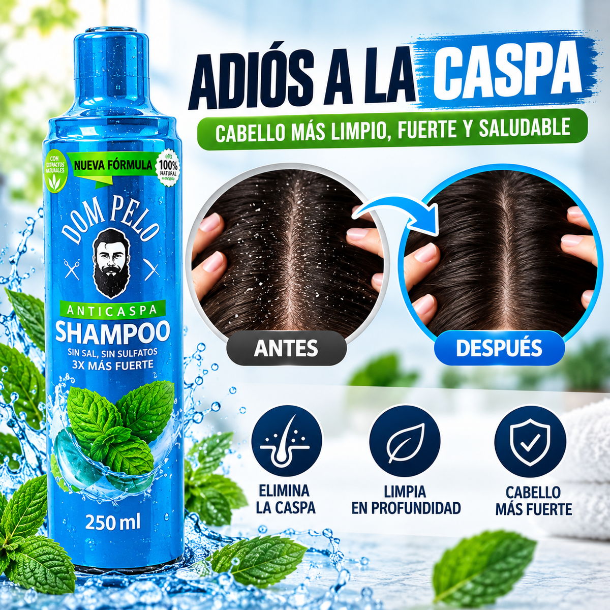 ¡Decile adiós a la caspa visible y Recupera el brillo de tu cabello desde el primer mes! 🔥😲