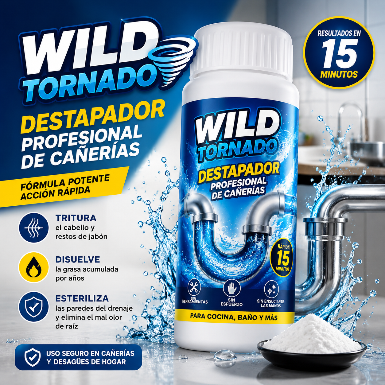 Destapador Profesional de Cañerías Wild Tornado®