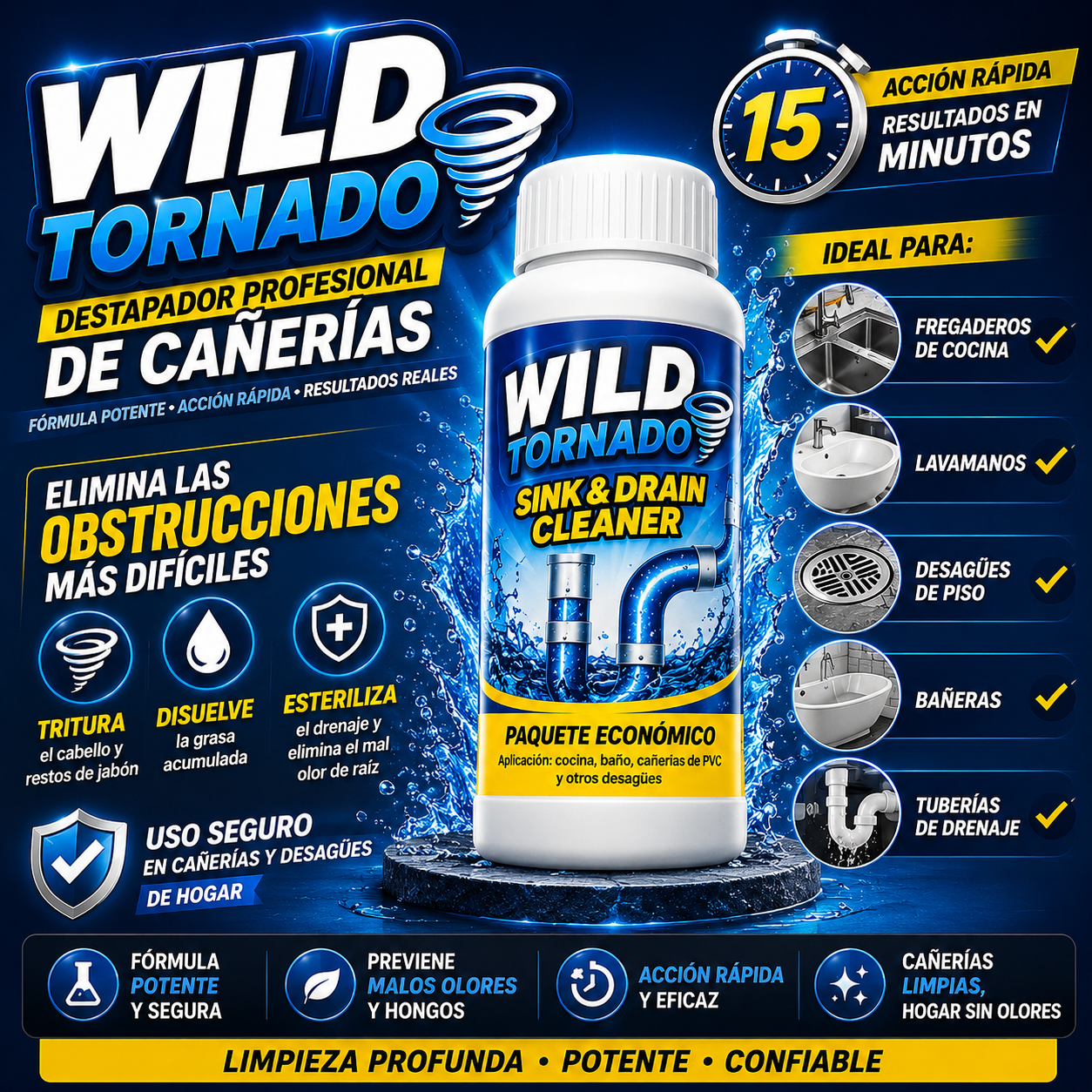 Destapador Profesional de Cañerías Wild Tornado®