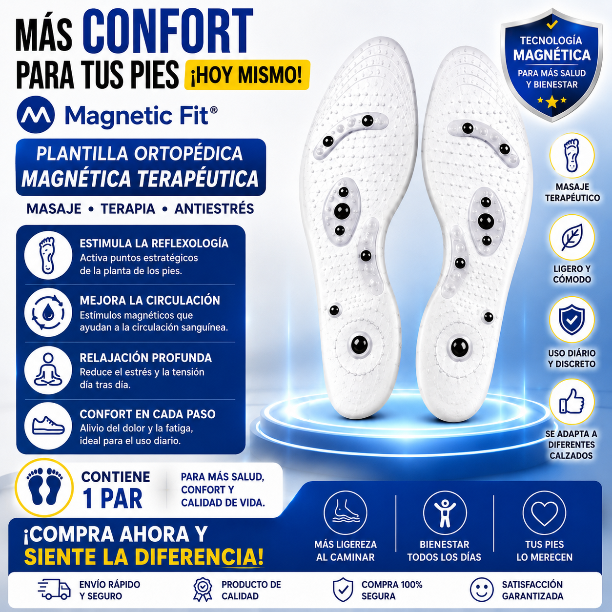 Magnetic Fit® – Palmilla Ortopédica Magnética para Mayor Comodidad al Caminar