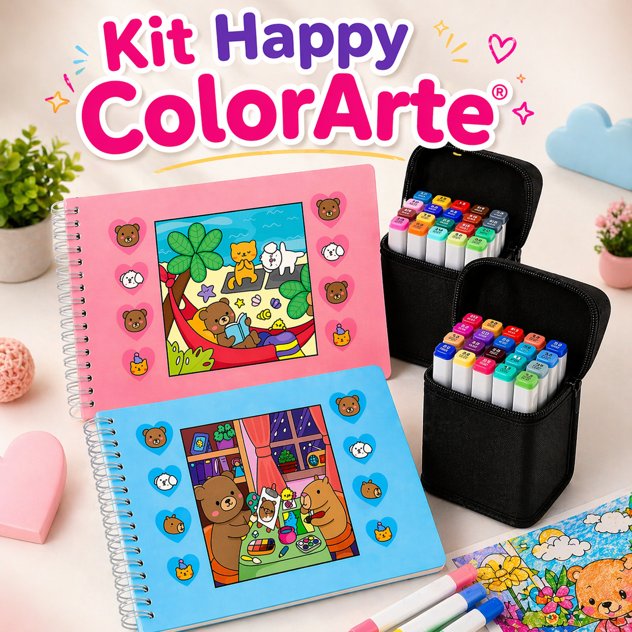 Kit Happy ColorArte® – El Mejor Libro de Colorir del Año 🎨