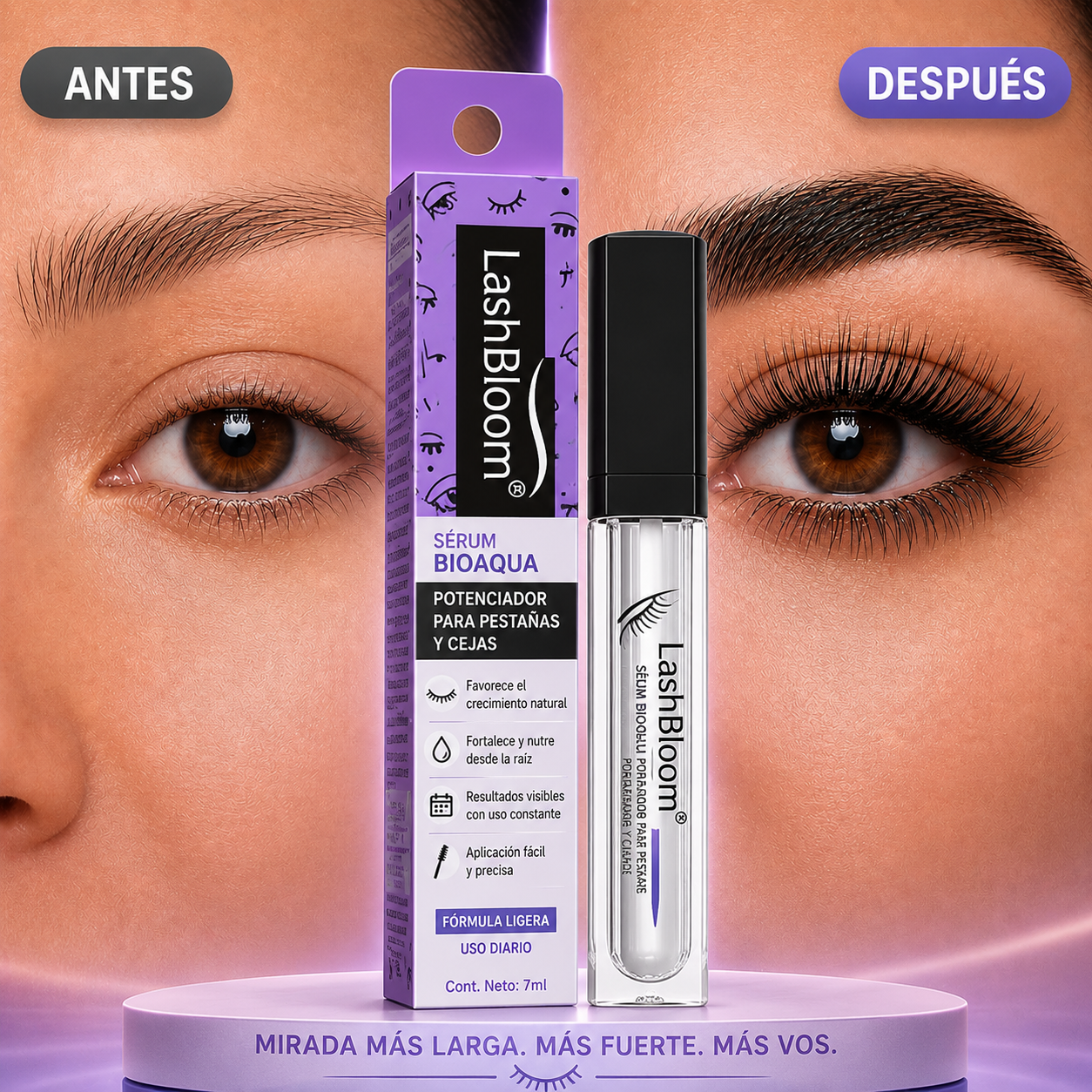 LashBloom® - Sérum BioAqua Potenciador para Pestañas y Cejas