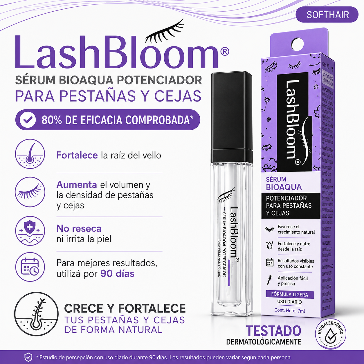LashBloom® - Sérum BioAqua Potenciador para Pestañas y Cejas