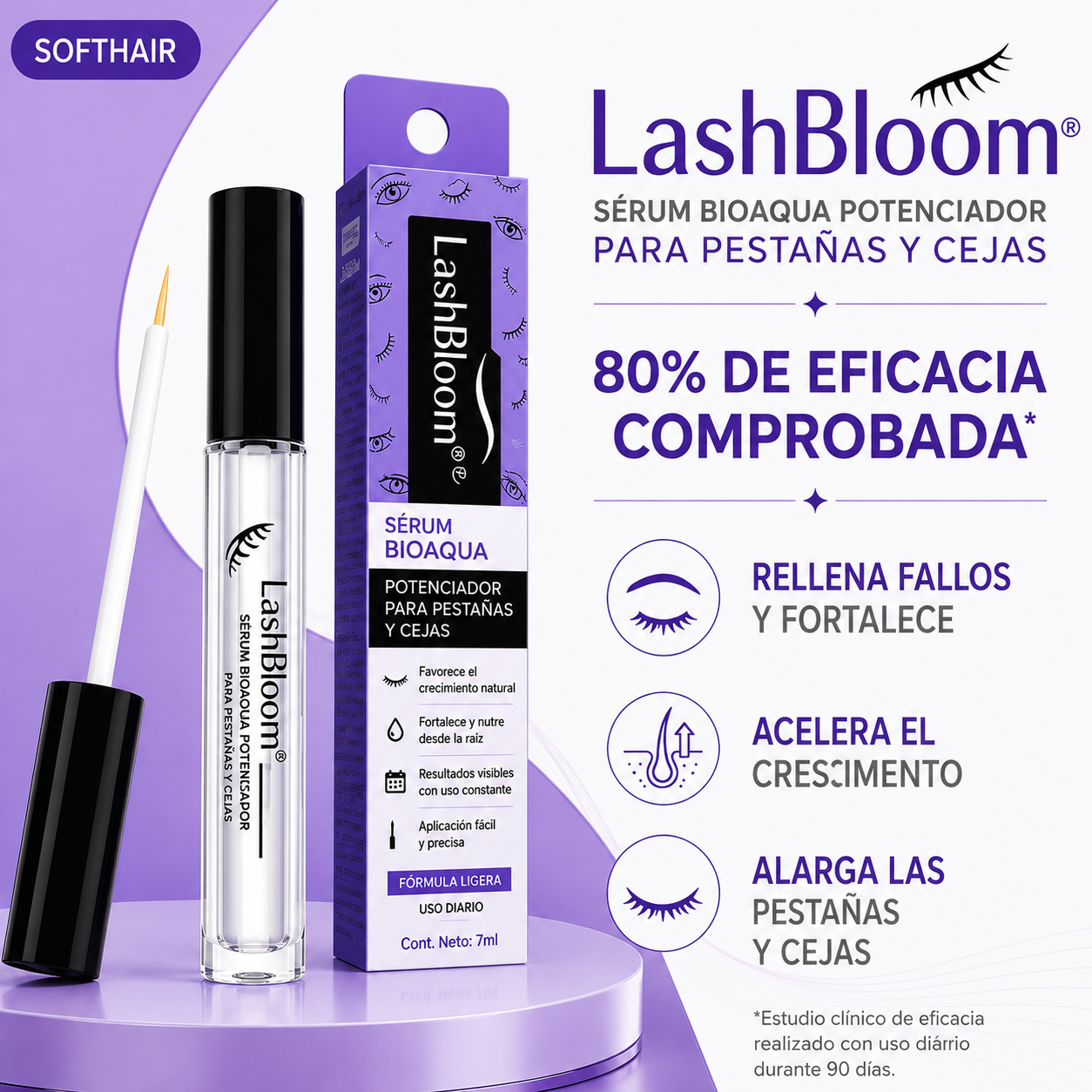 LashBloom® - Sérum BioAqua Potenciador para Pestañas y Cejas