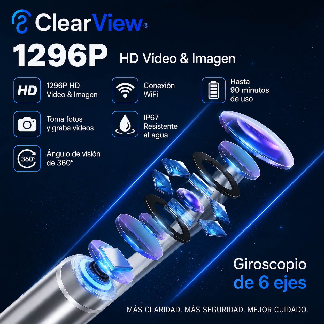 ClearView® – Limpiador Inteligente de Oídos con Cámara HD