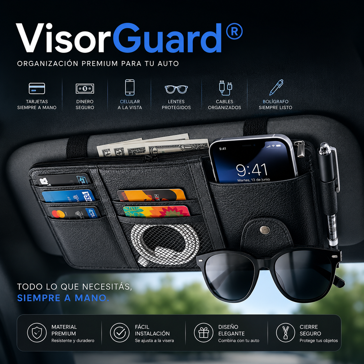 VisorGuard® - Organizador de Documentos para Auto -