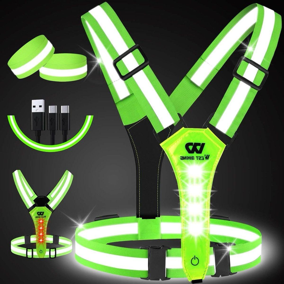 CHALECO REFLECTIVO DE LUZ LED PARA MOTO