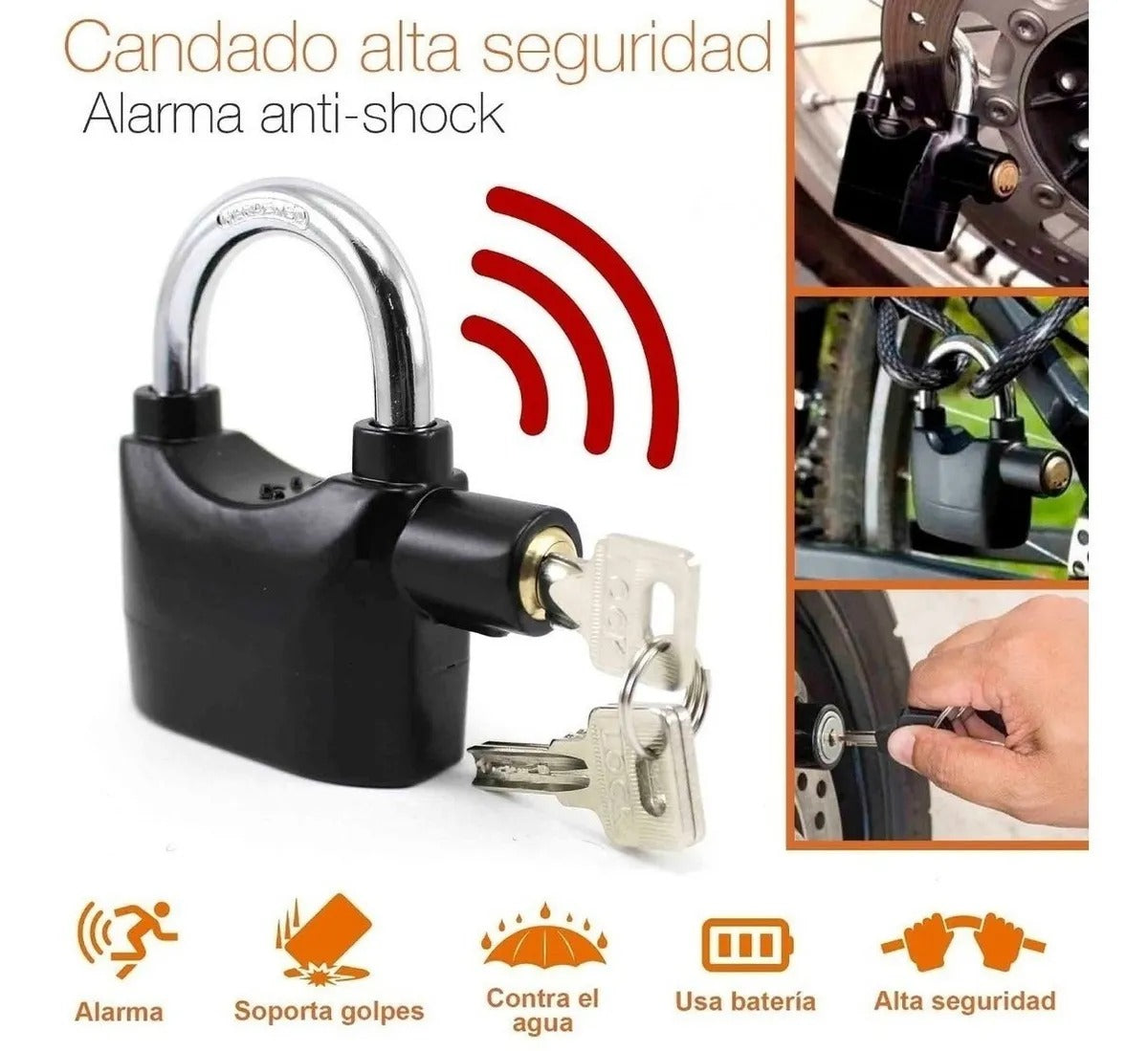 CANDADO CON ALARMA DE LARGA DISTANCIA